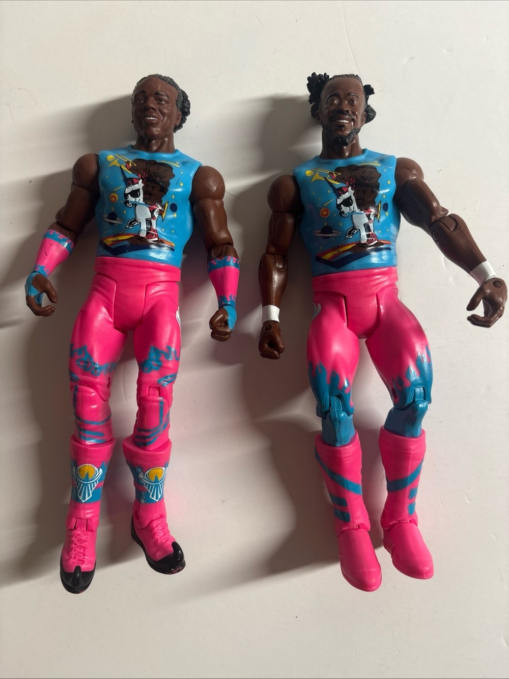 WWE Battle Pack Kofi Kingston & Xavier Woods Action Figures Mattel Blue Pink